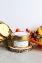 Load image into Gallery viewer, Autumn Woods Soy Candle, Hand Poured, Natural, Eco Friendly, Earthy Scent, Fall Candle, 4 oz Tin