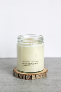 Autumn Woods Soy Candle, Hand Poured, Natural, Eco Friendly, Earthy Scent, Fall Candle, 7 oz Jar
