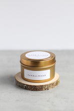 Load image into Gallery viewer, Sandalwood Soy Candle, Hand Poured, Natural, Eco Friendly, Earthy Scent, 4 oz Tin