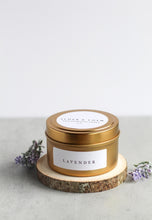 Load image into Gallery viewer, Lavender Soy Candle, Hand Poured, Natural, Eco Friendly, Earthy Scent, 4 oz Tin