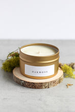Load image into Gallery viewer, Oakmoss Soy Candle, Hand Poured, Natural, Eco Friendly, Earthy Scent, 4 oz Tin