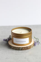 Load image into Gallery viewer, Lavender Soy Candle, Hand Poured, Natural, Eco Friendly, Earthy Scent, 4 oz Tin