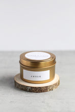 Load image into Gallery viewer, Amber Soy Candle, Hand Poured, Natural, Eco Friendly, Earthy Scent, 4 oz Tin