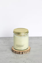 Load image into Gallery viewer, Teakwood Soy Candle,  Hand Poured, Natural, Eco Friendly, Earthy Scent, 7 oz Jar