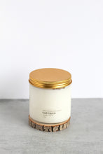 Load image into Gallery viewer, Saffron Double Wick Soy Candle, Hand Poured, Natural, Eco Friendly, Earthy Scent, 12 oz Jar