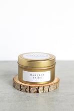 Load image into Gallery viewer, Harvest Spice Soy Candle, Hand Poured, Natural, Eco Friendly, Earthy Scent, Fall Candle, 4 oz Tin