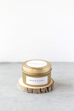 Load image into Gallery viewer, Mountains Soy Candle, Hand Poured, Natural, Eco Friendly, Earthy Scent, 4 oz Tin