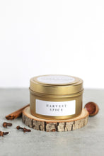 Load image into Gallery viewer, Harvest Spice Soy Candle, Hand Poured, Natural, Eco Friendly, Earthy Scent, Fall Candle, 4 oz Tin