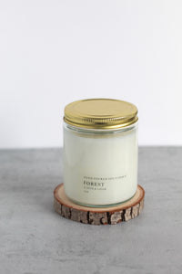 Forest Soy Candle, Hand Poured, Natural, Eco Friendly, Earthy Scent, 7 oz Jar