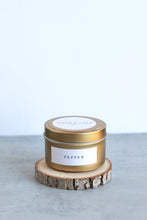 Load image into Gallery viewer, Pepper Soy Candle,  Hand Poured, Natural, Eco Friendly, Earthy Scent, 4 oz tin
