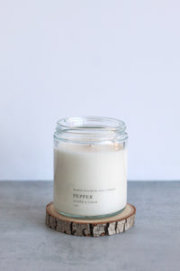 Pepper Soy Candle, Hand Poured, Natural, Eco Friendly, Earthy Scent, 7 oz Jar