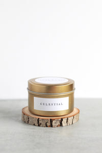 Celestial Soy Candle, Hand Poured, Natural, Eco Friendly, Enchanting Scent, 4 oz Tin