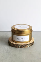 Load image into Gallery viewer, Autumn Woods Soy Candle, Hand Poured, Natural, Eco Friendly, Earthy Scent, Fall Candle, 4 oz Tin
