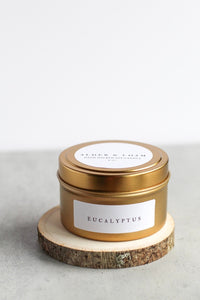 Eucalyptus Soy Candle, Hand Poured, Natural, Eco Friendly, Earthy Scent, 4 oz Tin