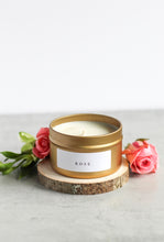 Load image into Gallery viewer, Rose Soy Candle, Hand Poured, Natural, Eco Friendly, Earthy Scent, 4 oz tin
