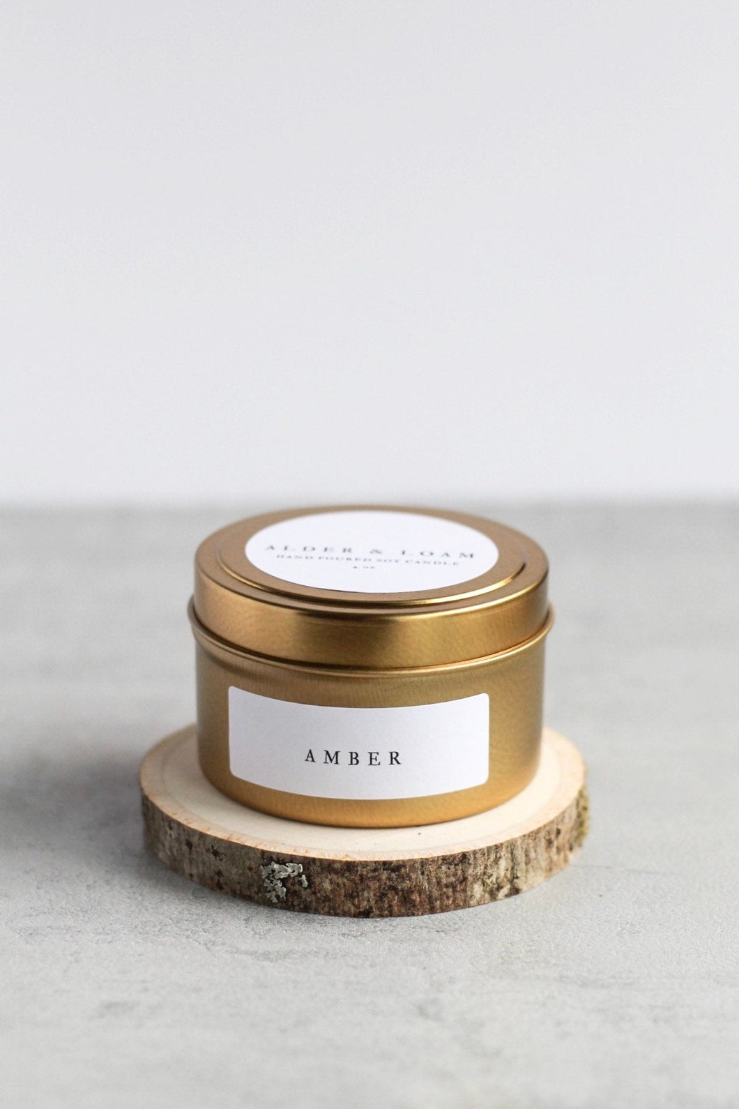 Amber Soy Candle, Hand Poured, Natural, Eco Friendly, Earthy Scent, 4 oz Tin