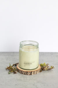 Oakmoss Soy Candle, Hand Poured, Natural, Eco Friendly, Earthy Scent, 7 oz Jar