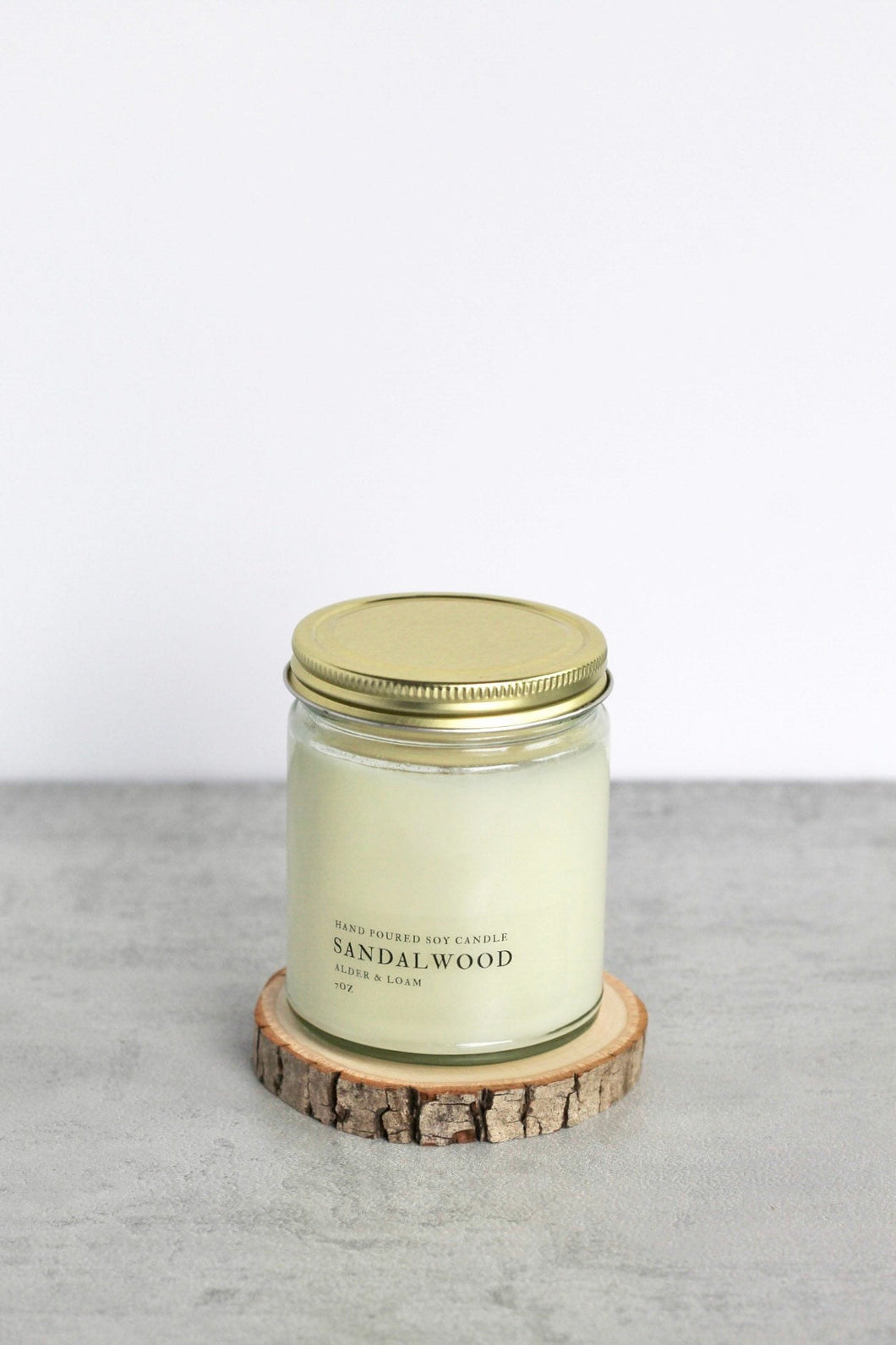 Sandalwood Soy Candle, Hand Poured, Natural, Eco Friendly, Earthy Scent, 7 oz Jar
