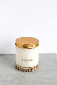 Sandalwood Double Wick Soy Candle, Hand Poured, Natural, Eco Friendly, Earthy Scent, 12 oz Jar
