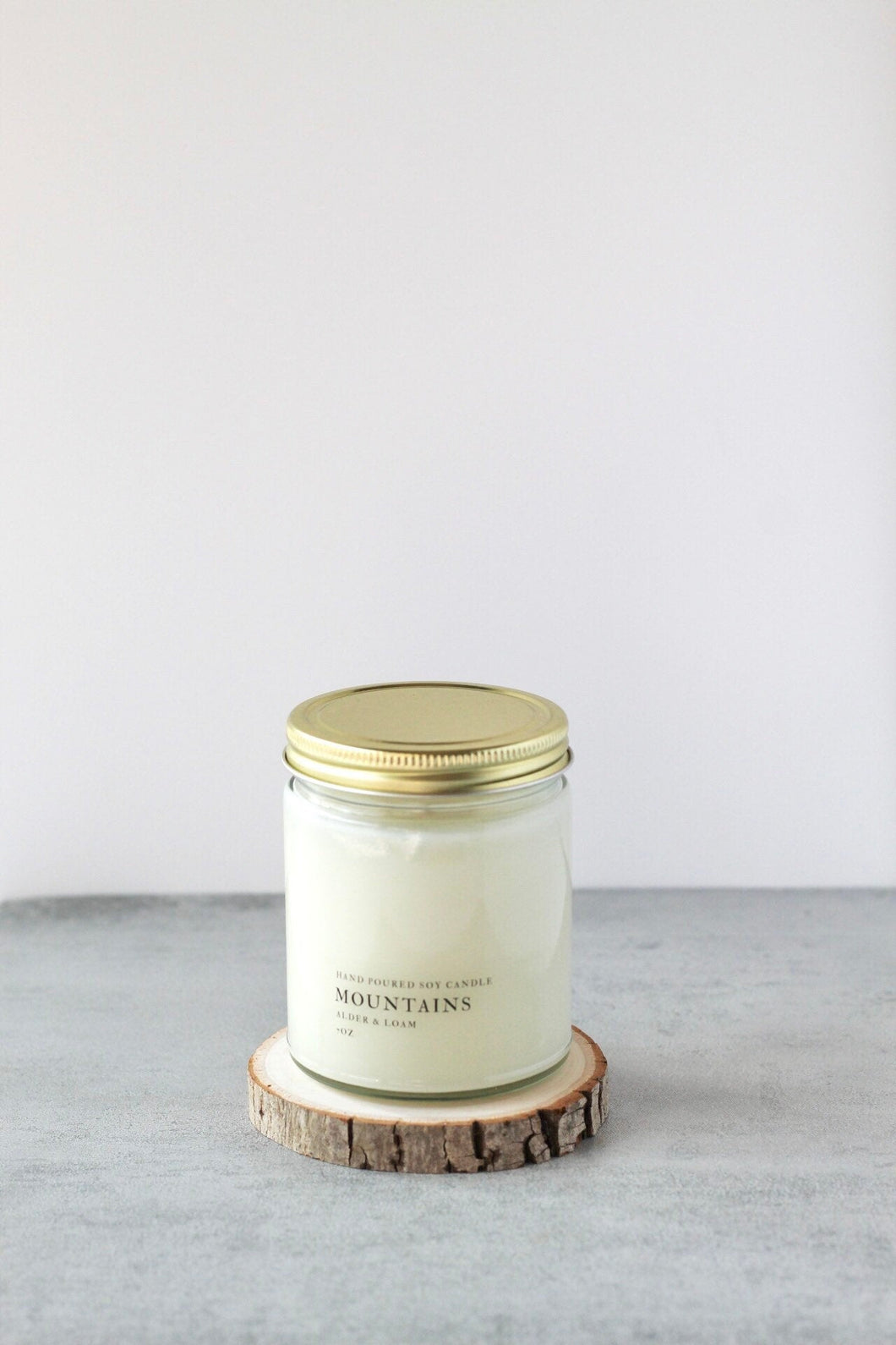 Mountains Soy Candle, Hand Poured, Natural, Eco Friendly, Earthy Scent, 7 oz Jar