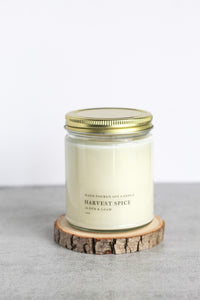 Harvest Spice Soy Candle, Hand Poured, Natural, Eco Friendly, Autumn Spices Scent, Fall Candle, 7 oz Jar