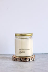 Cypress Soy Candle, Hand Poured, Natural, Eco Friendly, Earthy Scent, 7 oz Jar