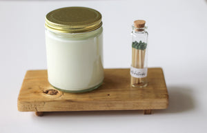Soy Candle + Wooden Riser Gift Box, All Natural Candles & Matchsticks, Gift Set