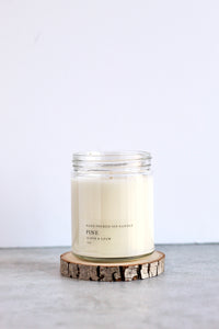 Pine Soy Candle, Hand Poured, Natural, Eco Friendly, Earthy Scent, 7 oz Jar